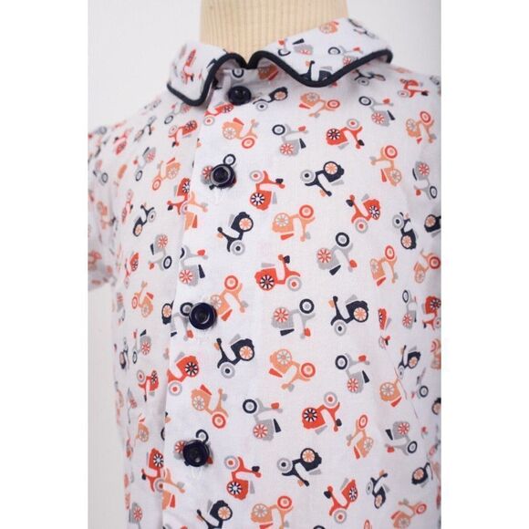 Pretty Originals England Boys Shirt 3 Mos Suspenders Shorts Scooter Print NWT - Picture 5 of 9